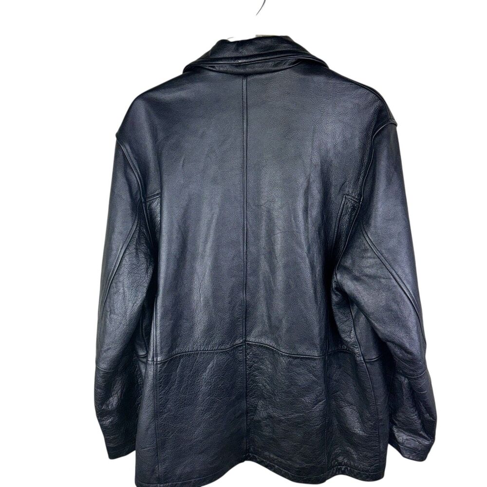 M. Julian Wilsons Mens‎ Black Leather Collared Button Front Jacket Size Large - Picture 2 of 7